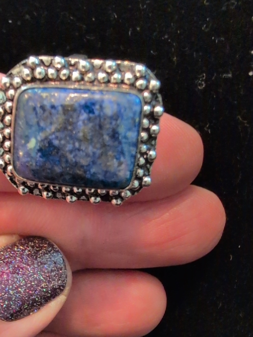 Rectangular Blue Lapis Ring - Picture 4 of 9